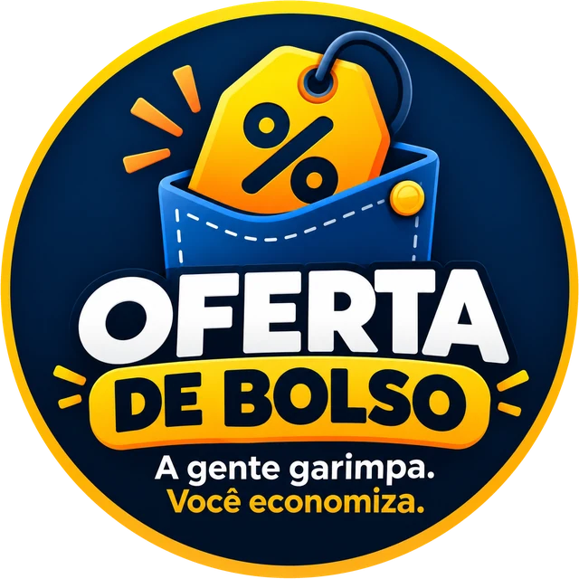 Logo Oferta de Bolso: etiqueta de desconto saindo de um bolso de jeans